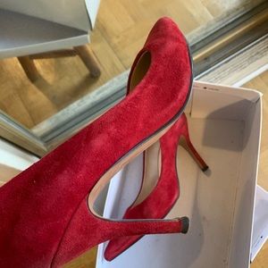 Red Suede Pumps, Nine West, size 7.M